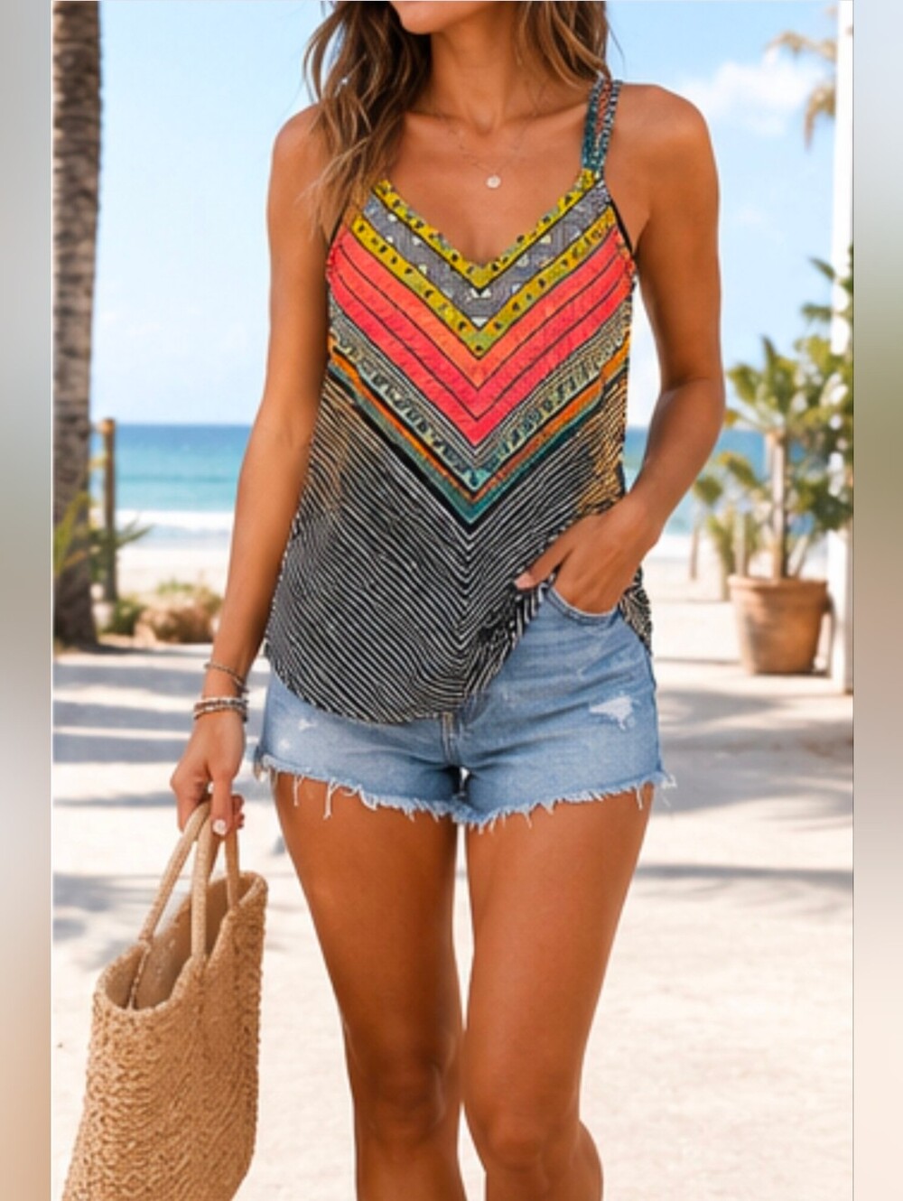 Rip Curl Women’s Small Strappy Back Geometric Tribal Tank